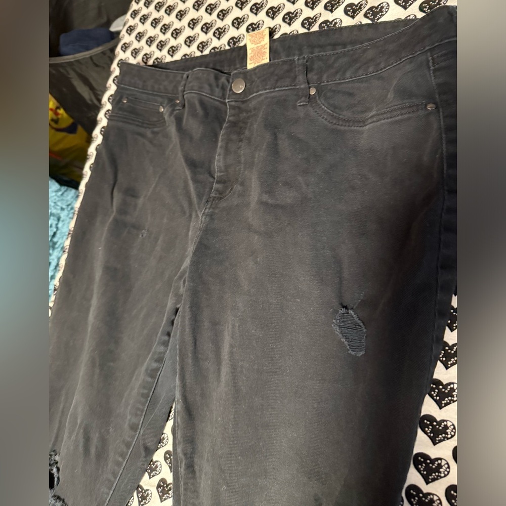 Black Distressed Jeans faded glory size 16 - Picture 4 of 12